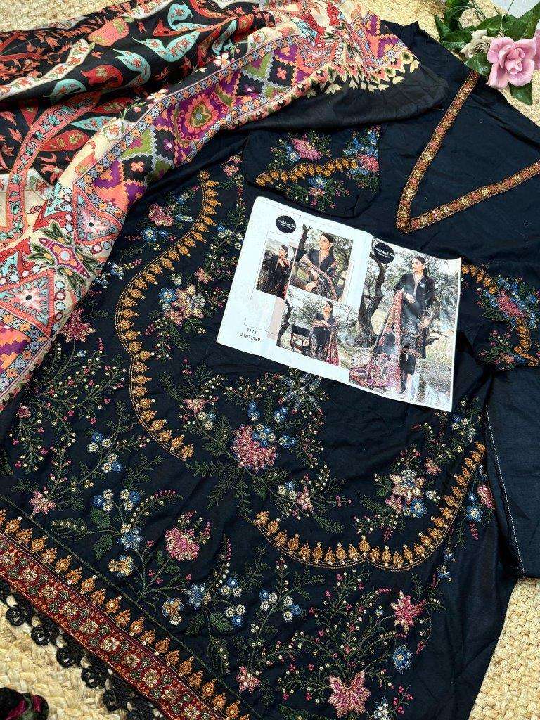 M-1589 BY MEHBOOB TEX HEAVY PURE VISCOSE RAYON HEAVY EMBROIDERED DRESS-00062