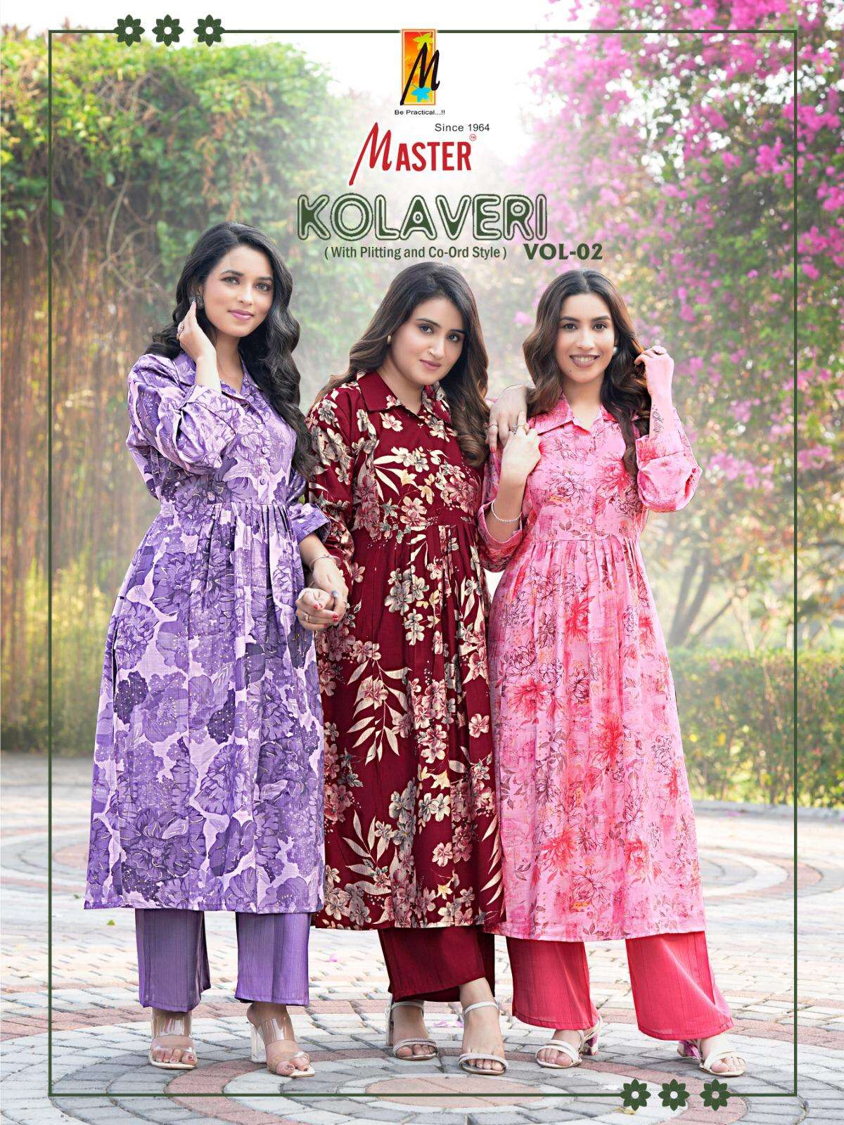 MASTER KOLAVERI VOL-2 201 TO 208 SERIES DESIGNER VERTICAN PRINT CO-ORD SETS-00140