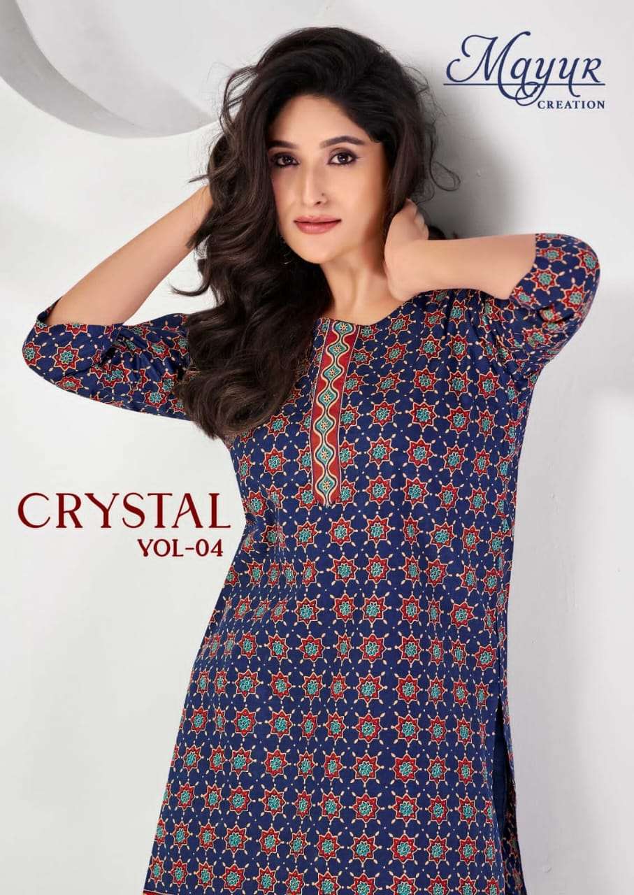 MAYUR CREATION CRYSTAL VOL-4 4001 TO 4012 SERIES COTTON PRINTED TOPS-00062