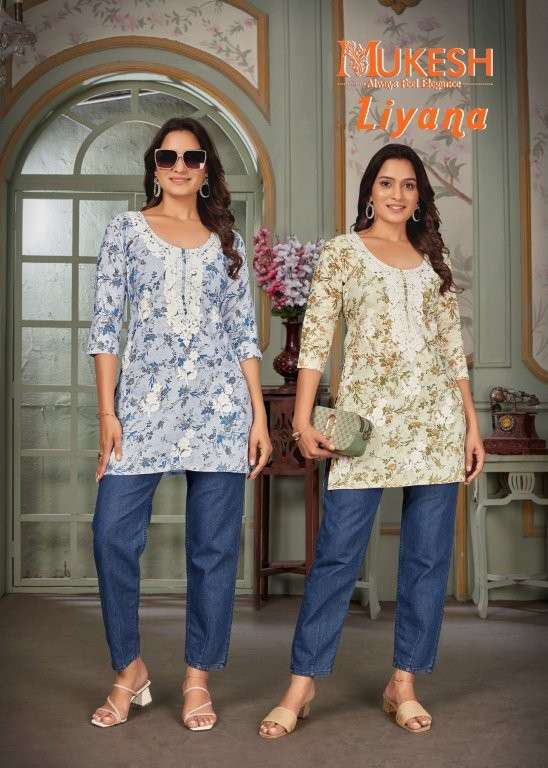  MUKESH LIYANA 1001 TO 1004 SERIES PURE COTTON PRINTED TOPS-00097 