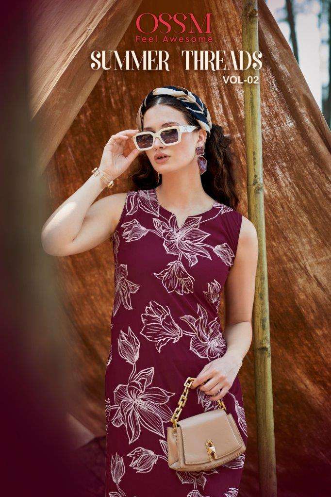 OSSM SUMMER THREADS VOL-02 101 TO 106 SERIES COTTON PRINT STITCHED DRESSES-00140