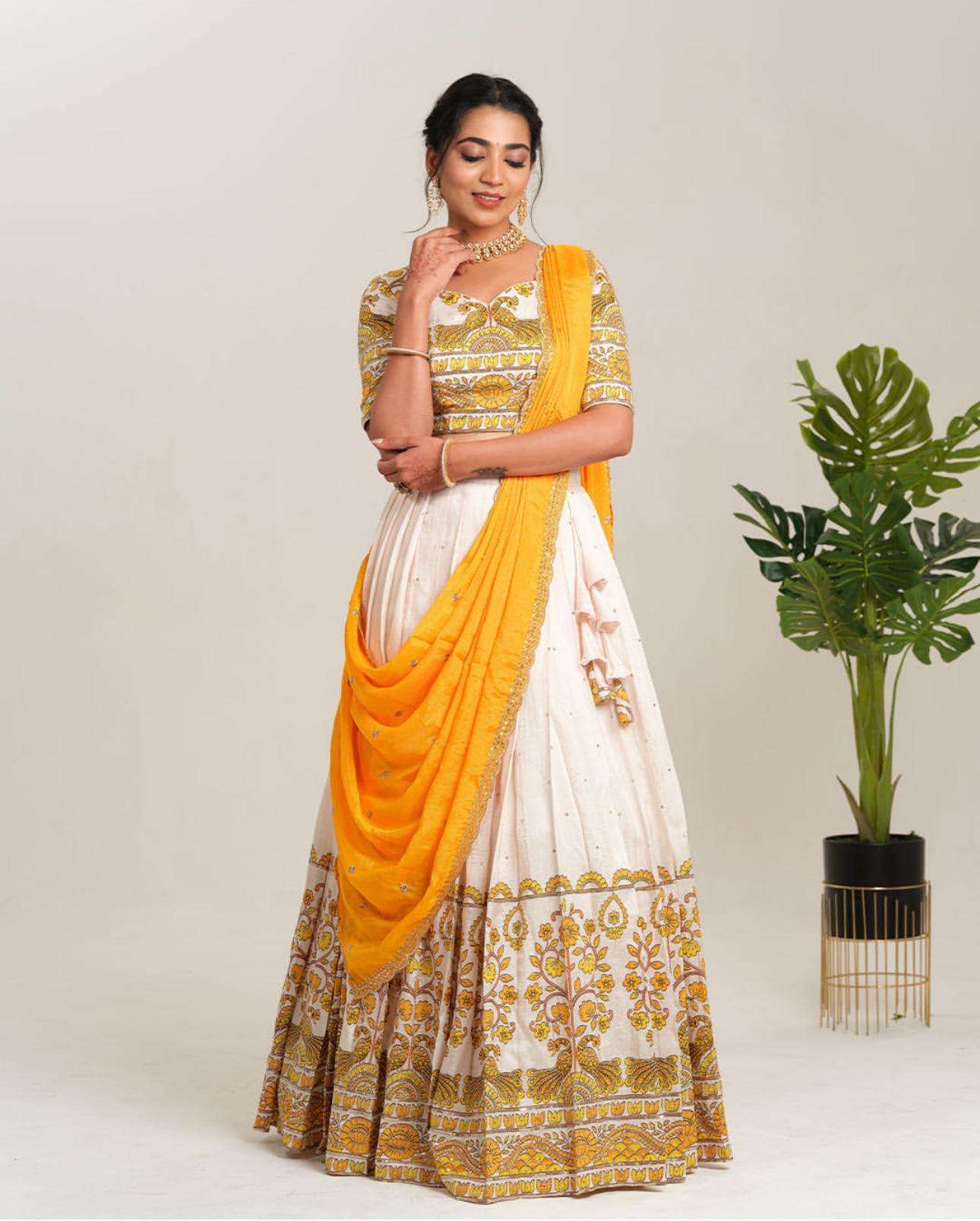 PC-504 COLOURS BY ASLIWHOLESALE DESIGNER FANCY COTTON KALAMKARI LEHENGAS-00045