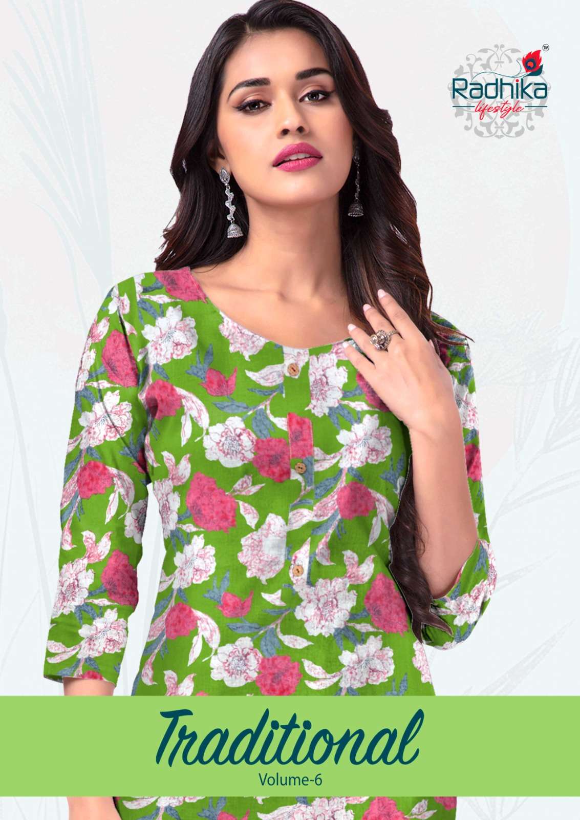 RADHIKA LIFESTYLE TRADITIONAL VOL-6 6001 TO 6010 SERIES COTTON KURTIS-00062