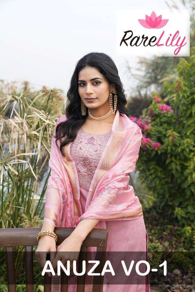 RARE LILY ANUZA VOL-1 1001 TO 1006 SERIES DESIGNER ROMAN SILK DRESSES-00140