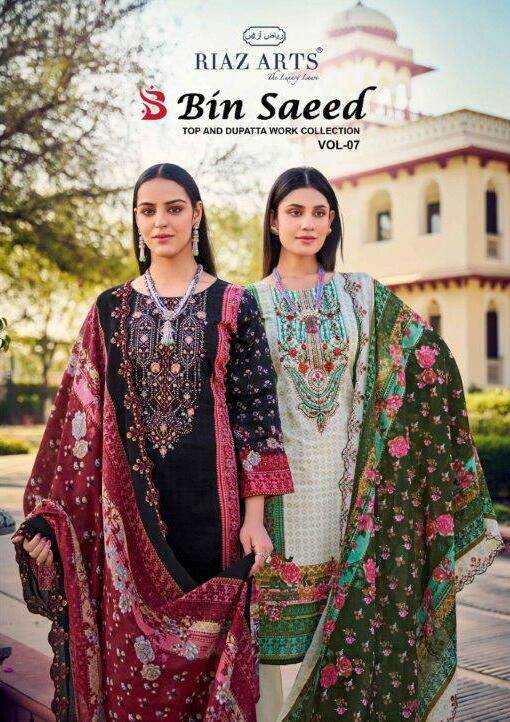 RIAZ ARTS BIN SAEED VOL-07 1001 TO 1006 SERIES COTTON LAWN PRINT DRESSES-00011