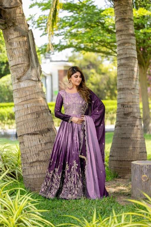RM-096 COLOURS BY ASLIWHOLESALE DESIGNER PURE CHINON EMBROIDERY GOWN-00236
