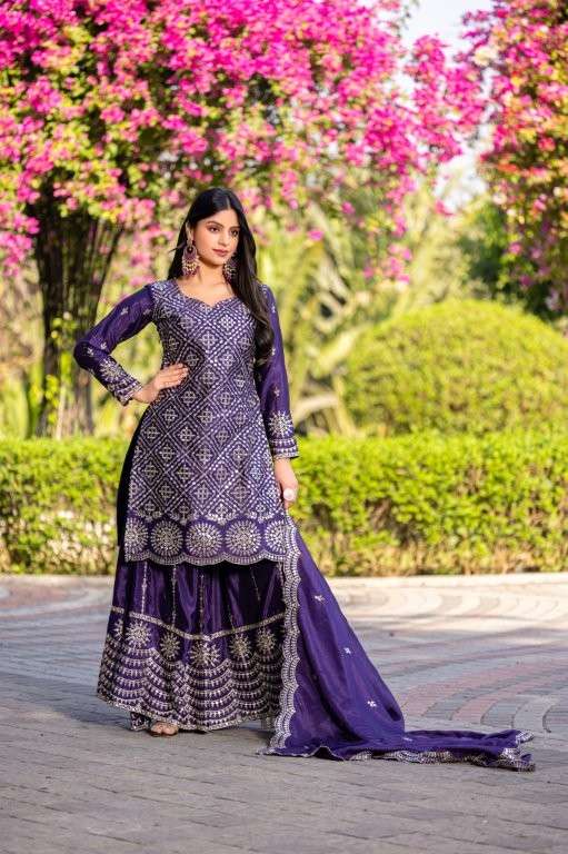 RM-098 COLOUR BY ASLIWHOLESALE DESIGNER PURE CHINON EMBROIDERY DRESSES-00236