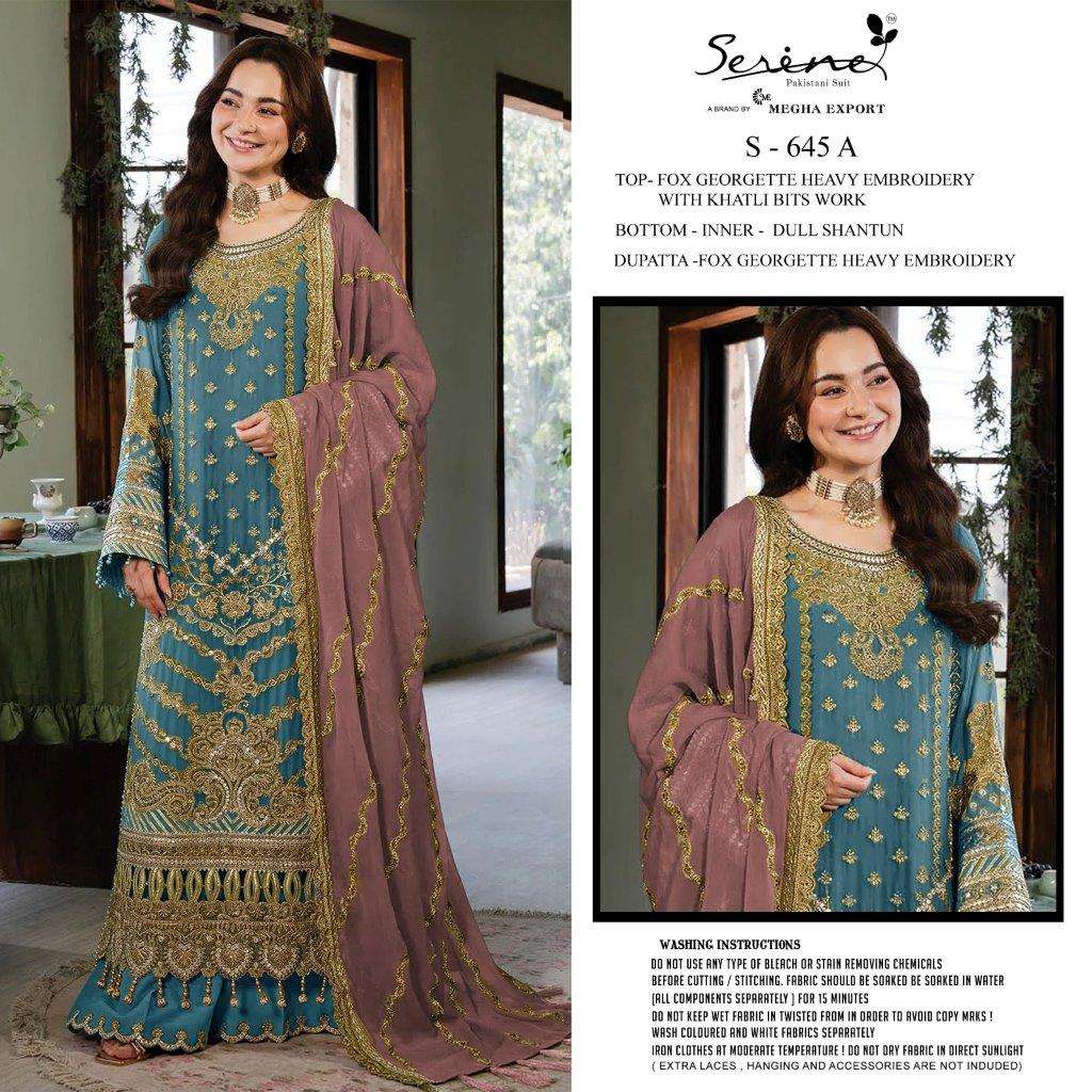 SERENE S-645 COLOURS DESIGNER FAUX GEORGETTE EMBROIDERY PAKISTANI DRESSES-00201