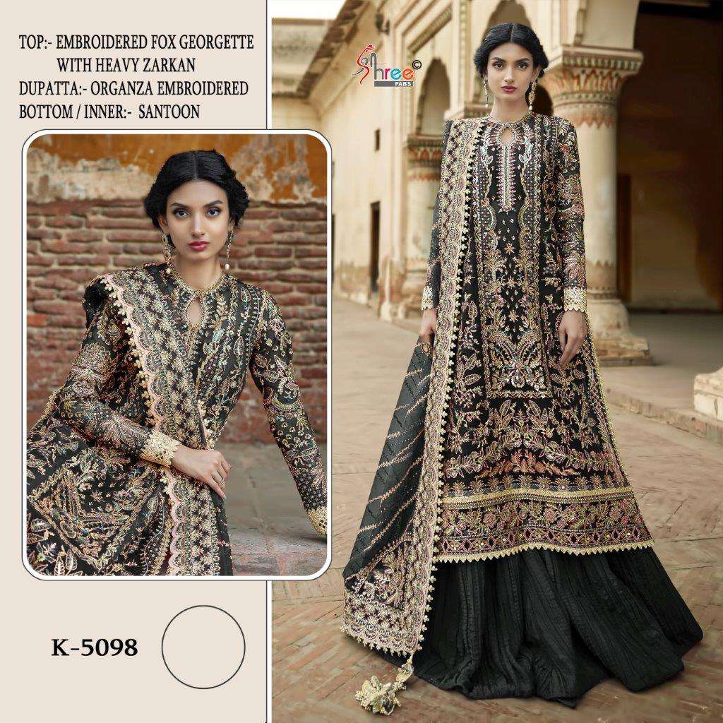 SHREE FABS K-5098 HIT DESIGN FAUX GEORGETTE EMBROIDERY PAKISTANI DRESSES-00201