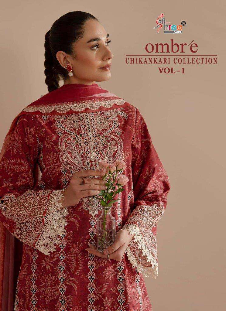 SHREE FABS OMBRE CHIKANKARI VOL-01 3861 TO 3868 SERIES COTTON DRESSES-00011