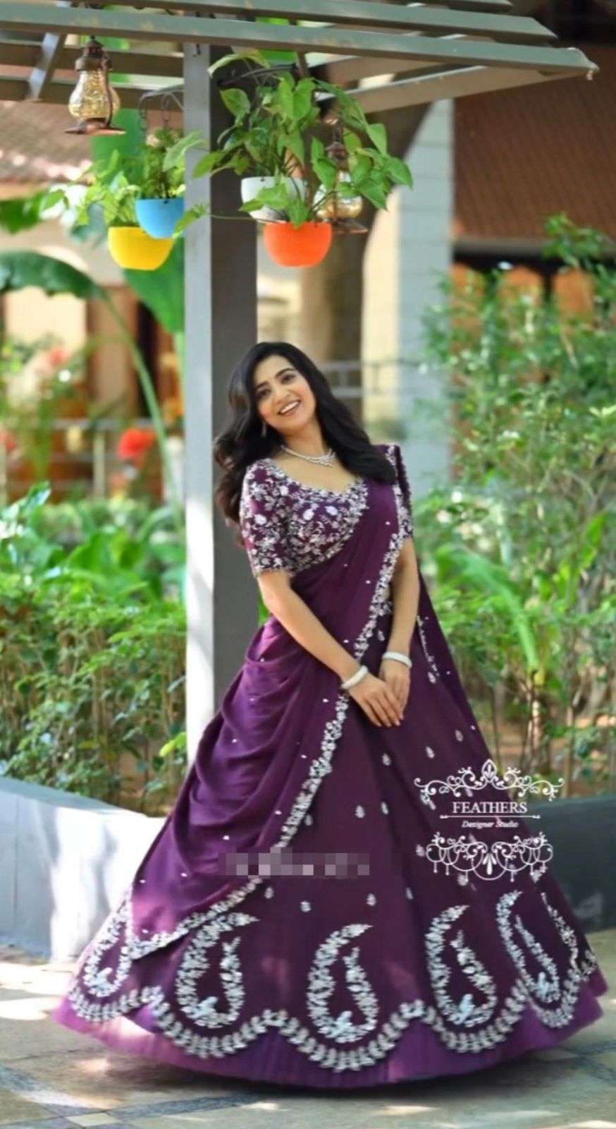 TAPI-230 BY ASLIWHOLESALE DESIGNER FANCY CHINON THREAD WORK LEHENGAS-00185