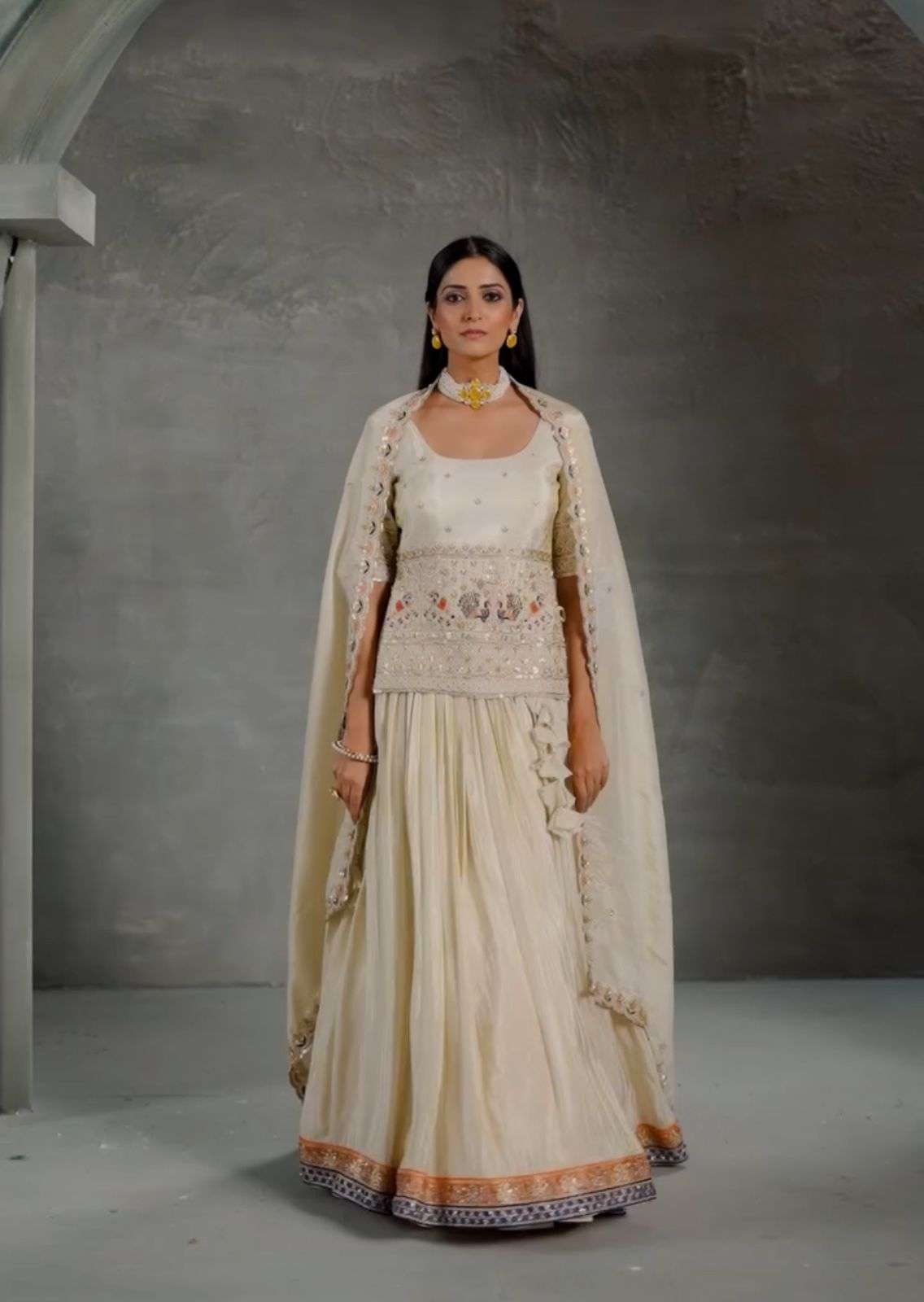 TAPI-238 BY ASLIWHOLESALE DESIGNER FANCY CHINON THREAD WORK LEHENGAS-00185