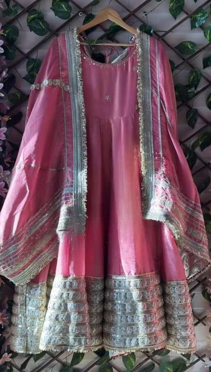 TD-6058 BY ASLIWHOLESALE DESIGNER PURE CHINON SILK EMBROIDERY GOWN-00235
