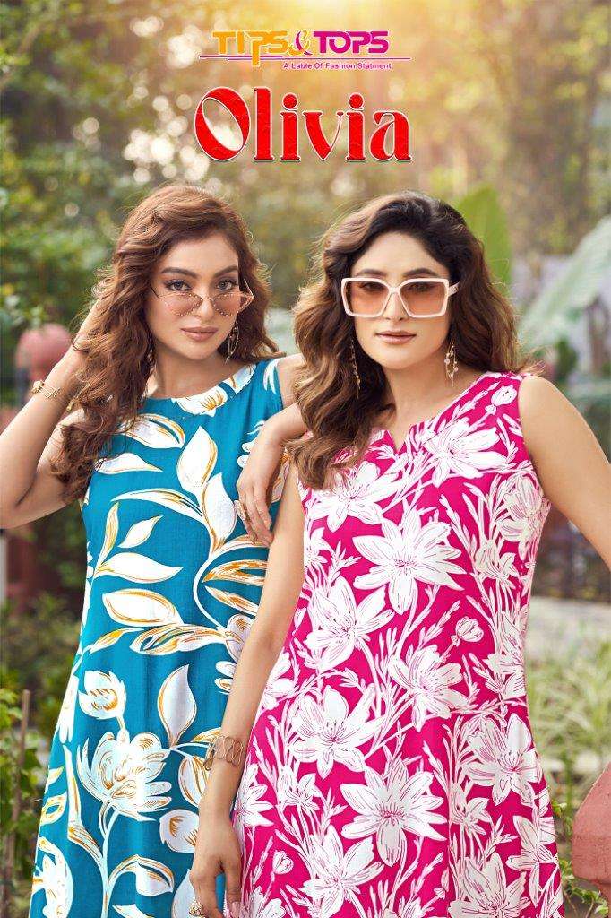 TIPS & TOPS OLIVIA 101 TO 106 SERIES HEAVY RAYON PRINTED CO-ORD SETS-00140