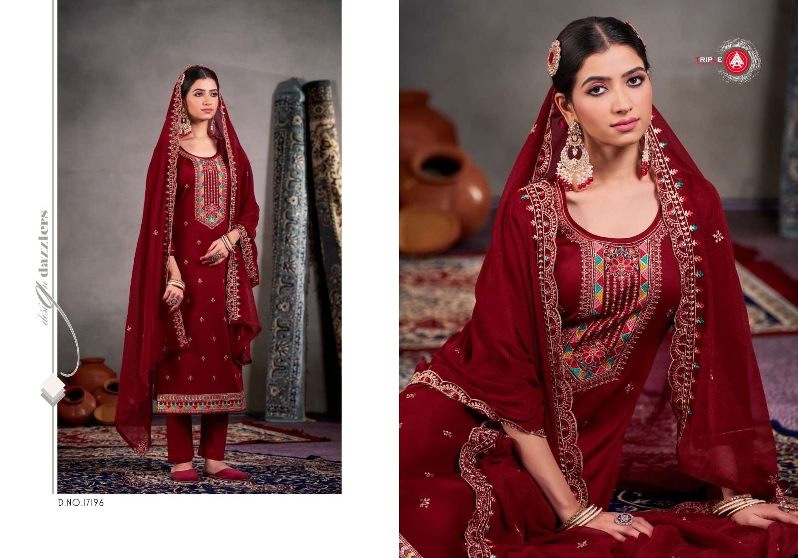 TRIPLE A YATRI 17191 TO 171996 SERIES PURE JAM COTTON EMBROIDERY DRESSES-00028