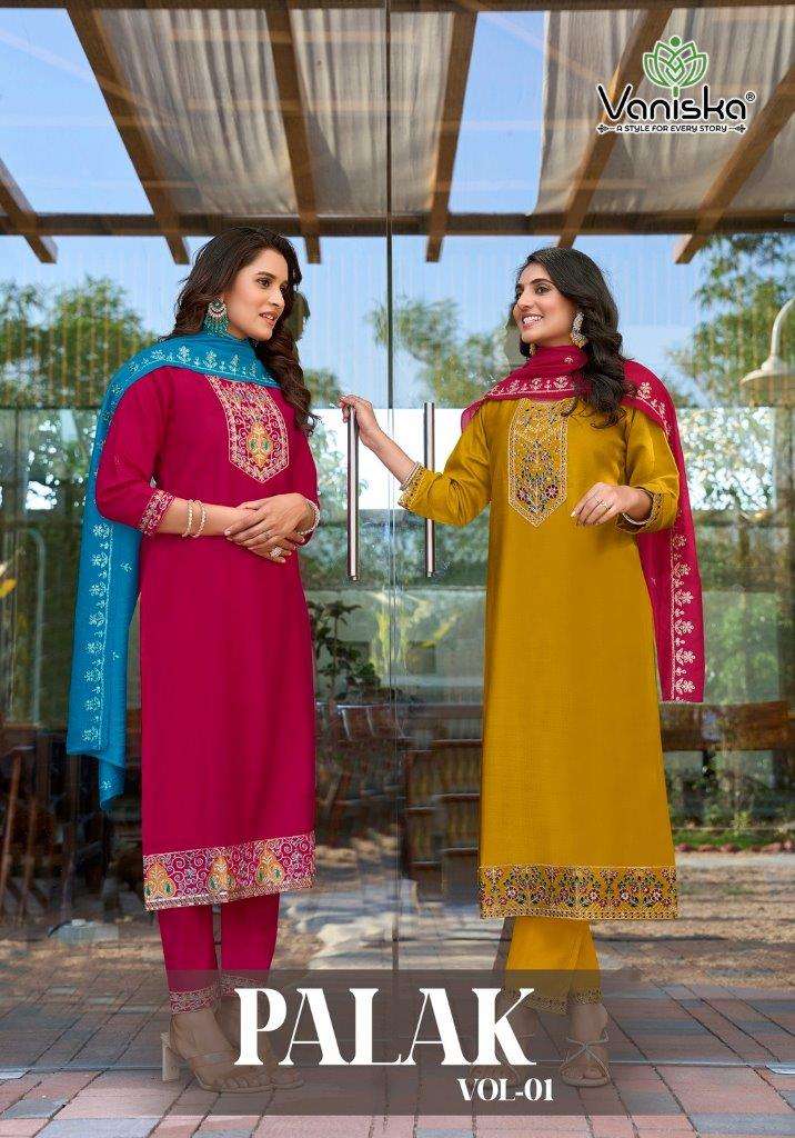 VANISKA PALAK VOL-01 1001 TO 1008 SERIES DESIGNER VETICAN SILK PRINT DRESSES-00014