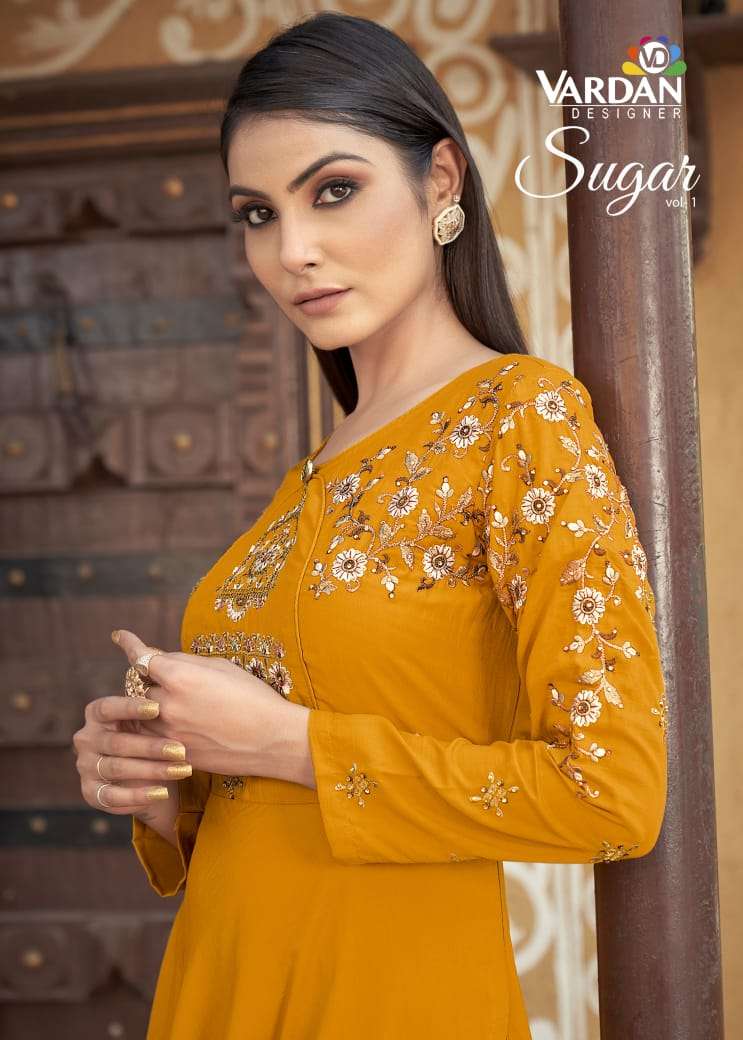 VARDAN DESIGNER SUGAR VOL-1 PURE MUSLIN EMBROIDERY GOWNS-00154
