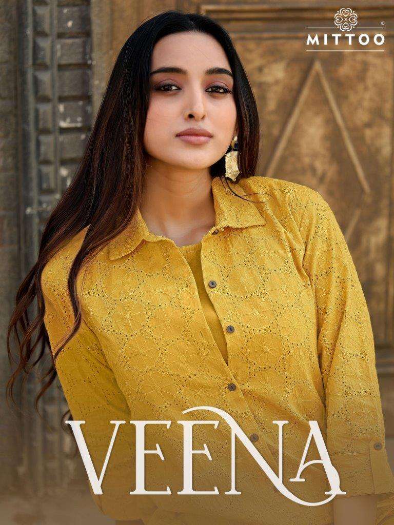 VEENA BY MITTOO 4001 TO 4004 SERIES FANCY SHIFLI COTTON WEAVING CO-ORD SETS-00014