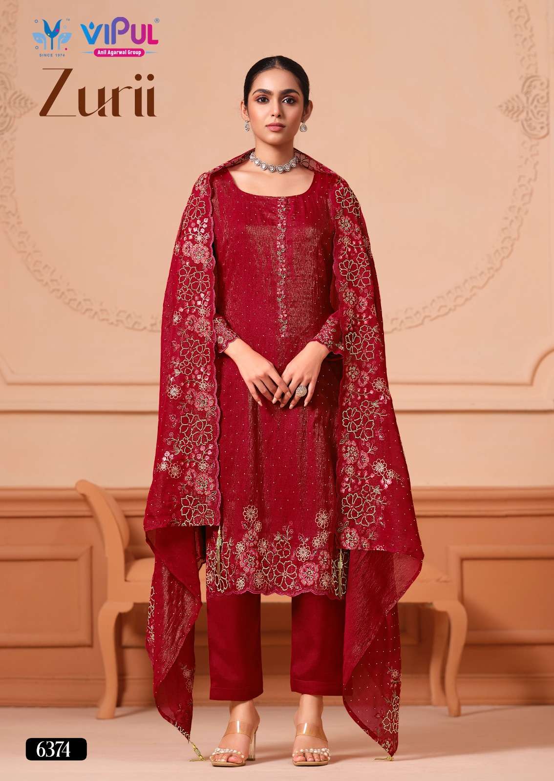 VIPUL ZURII 6371 TO 6376 SERIES DESIGNER MARTINI GOLD EMBROIDERY DRESSES-00150