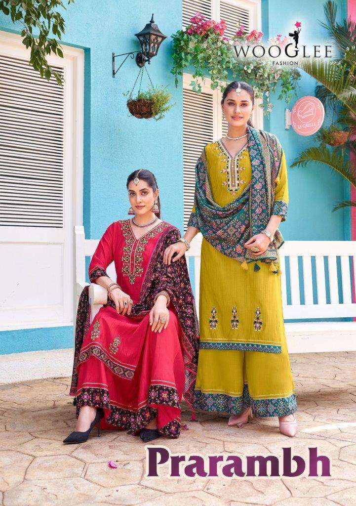 WOOGLEE PRARAMBH 2001 TO 2004 SERIES FANCY MODAL SLUB PRINT DRESSES-00014