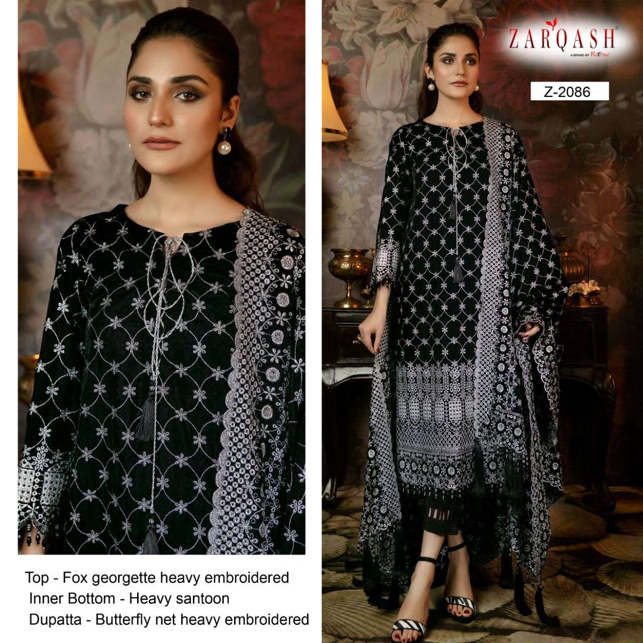 ZARQASH Z-2086 SERIES DESIGNER FAUX GEORGETTE HEAVY EMBROIDERY DRESSES-00016