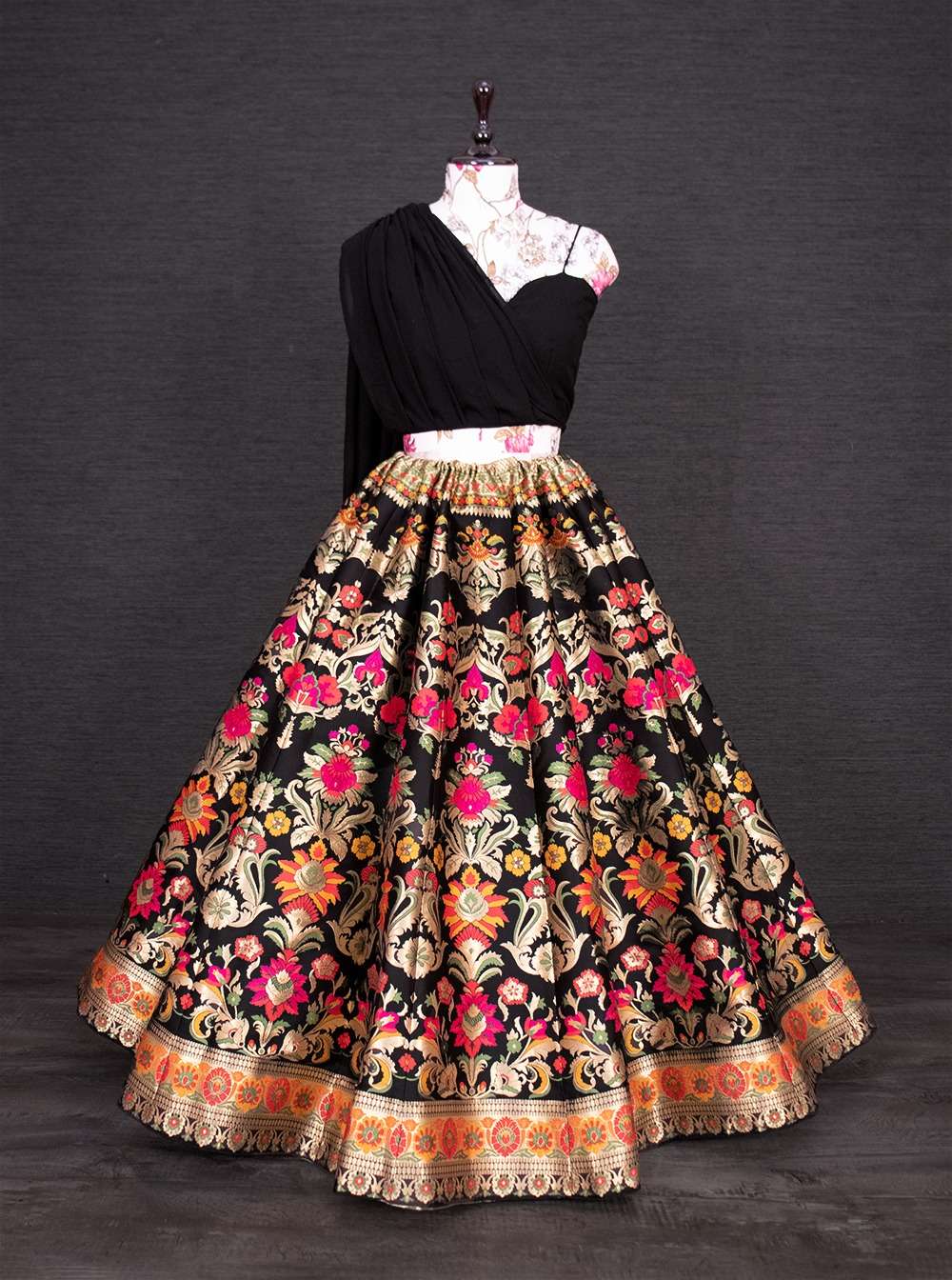 2018 COLOUR BY ASLIWHOLESALE DESIGNER PURE BANARASHI SILK LEHENGAS-00195