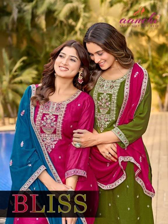 AANCHI BLISS PURE VICHITRA SILK EMBROIDERY DRESSES-00286