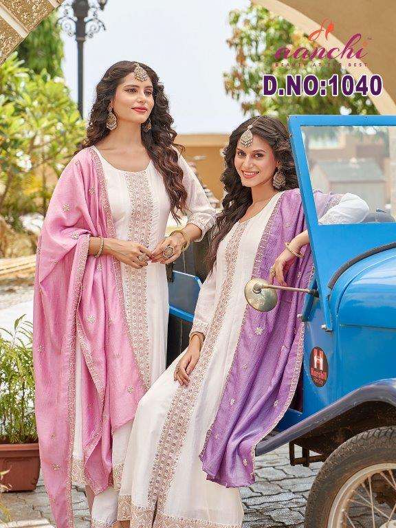 AANCHI DN-1040 PURE VICHIRA SILK EMBROIDERY DRESSES-00286