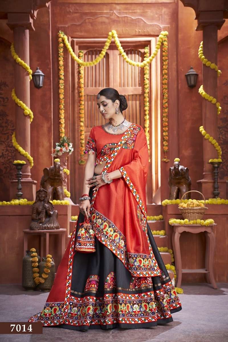 AAWIYA RAJWADI VOL-3 7014 SERIES  PURE ART SILK EMBROIDERY LEHENGAS-00060