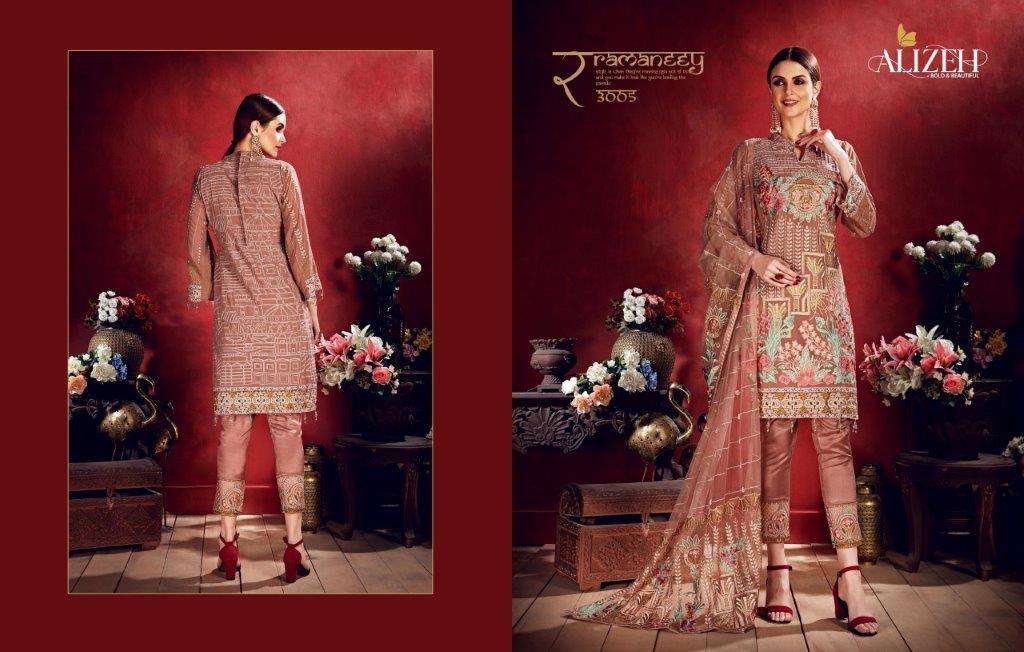 ALIZEH NAGMA 3005 PURE GEORGETTE EMBROIDERY DRESSES-00001