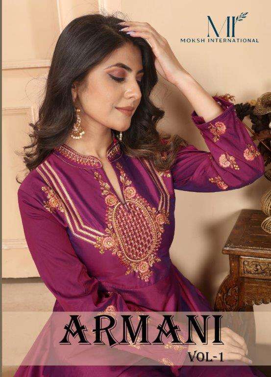 ARMANI VOL-1 BY MOKSH INTERNATIONAL 51061 TO 51064 SERIES PURE SILK PRINTED GOWNS-00154