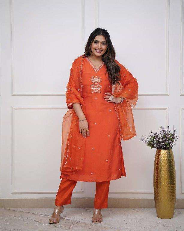 AYESHA BY ASLIWHOLESALE DESIGNER PURE VISCOSE CHANDERI EMBROIDERY DRESSES-00264
