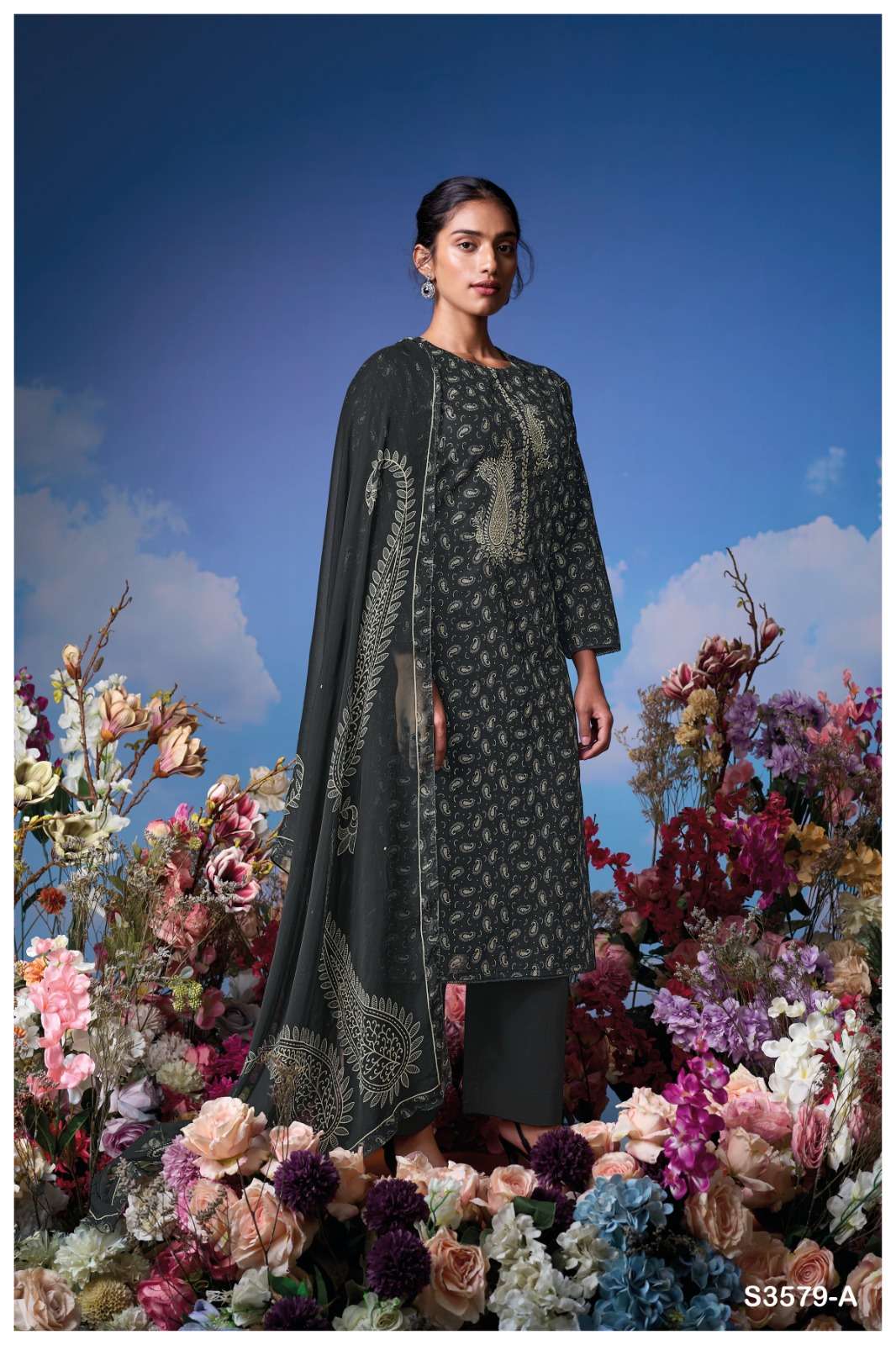 GANGA FASHION JOSHNA S3579-A TO S3579-D SERIES PURE COTTON PRINTED DRESSES-00252