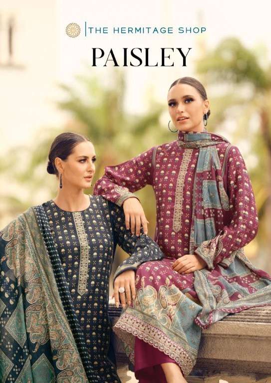 HERMITAGE CLOTHINH PAISELY PURE HEAVY LAWN PRINTED PAKISTANI DRESSES-00011