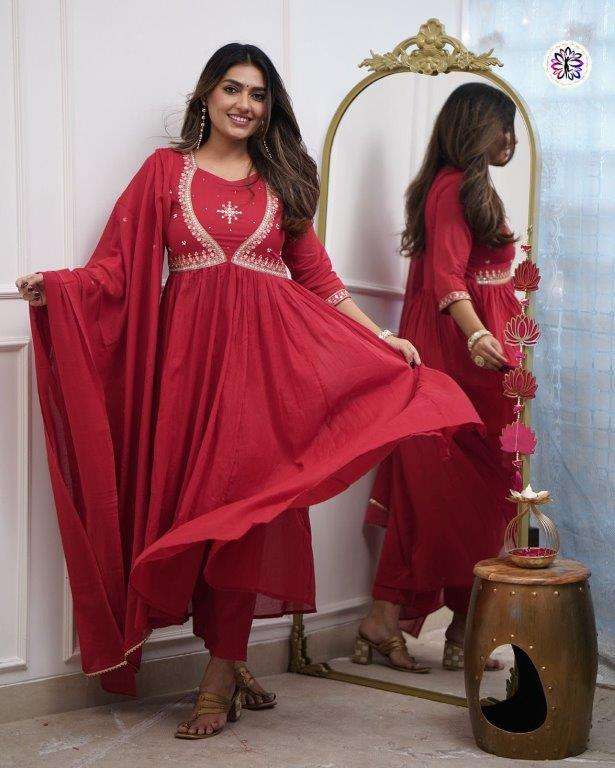KF-6016 BY ASLIWHOLESALE DESIGNER PURE MUSLIN COTTON EMBROIDERY DRESSES-00096