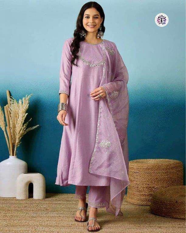 KF-6020 BY ASLIWHOLESALE DESIGNER PURE SILK EMBROIDERY DRESSES-00096