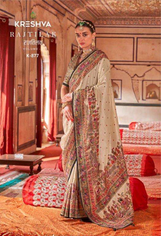 KRESHVA RAJ-TILAK VOL-2 K-877 TO K-882 SERIES PURE SILKPRINTED SAREES-00178