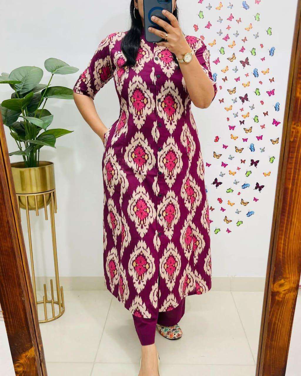 KRISHA VOL-8 BY ASLIWHOLESALE DESIGNER PURE COTTON PRINTED KURTIS -00096