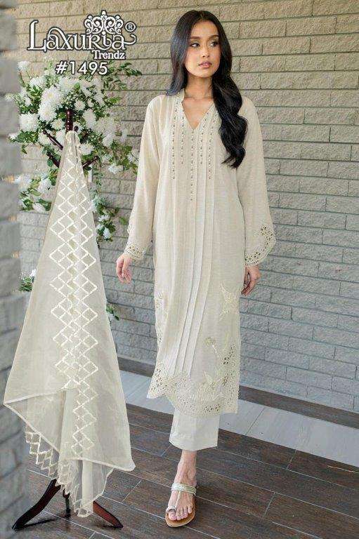 LAXURIA TRENDZ 1495  HEAVY DESIGNER FANCY HANDWORK PAKISTANI DRESSES-00005