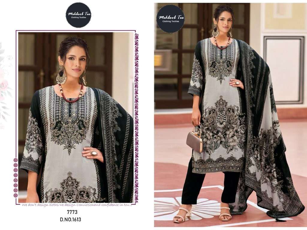 MEHBOOB TEX M-1613 HEAVY VISCOSE MUSLIN EMBROIDERY PAKISTANI DRESS-00062
