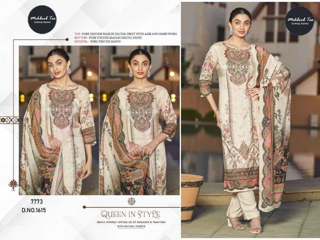 MEHBOOB TEX M-1615 HEAVY VISCOSE MUSLIN EMBROIDERY PAKISTANI DRESS-00062