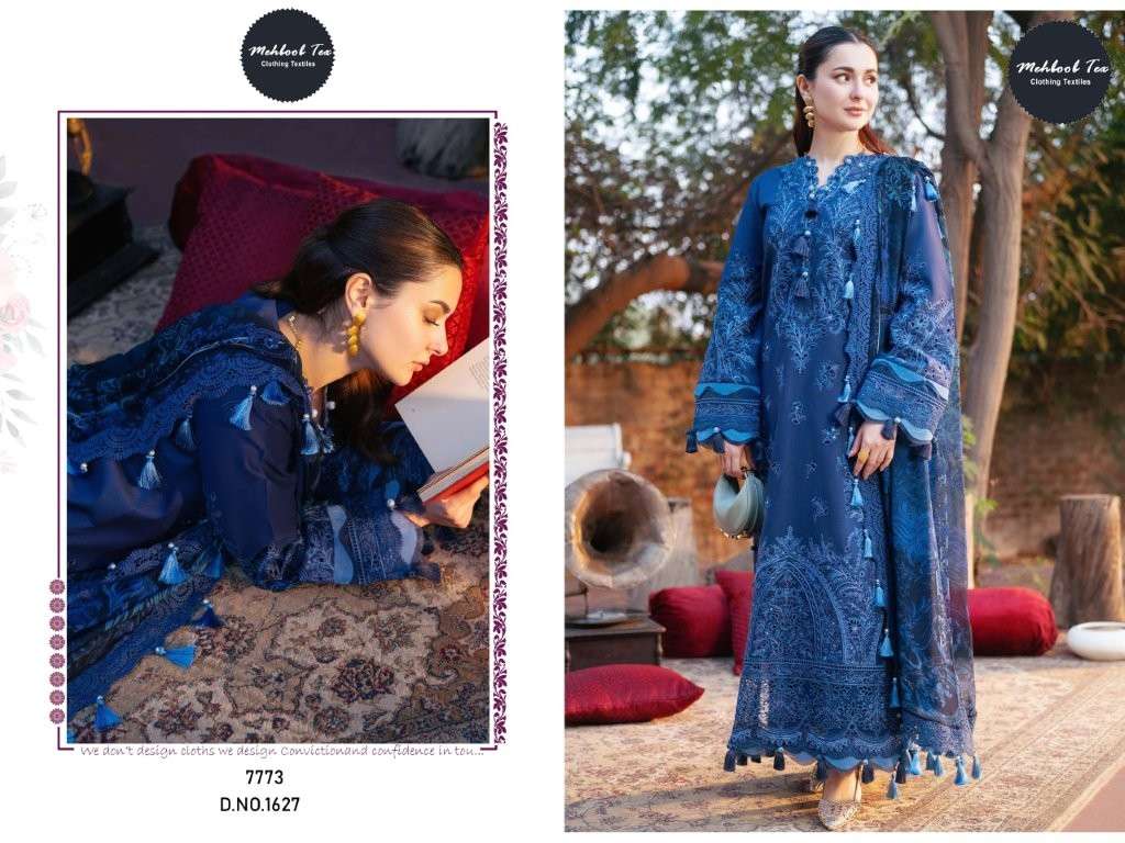 MEHBOOB TEX M-1627 COLOUR PURE HEAVY COTTON EMBROIDERY PAKISTANI DRESS-00071