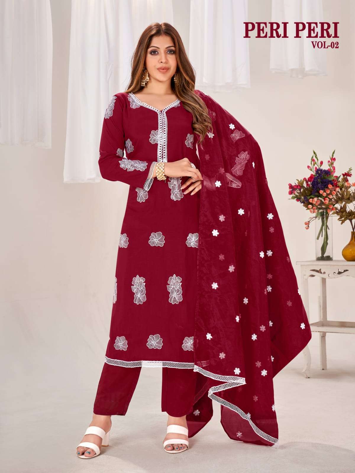 PERI PERI VOL-02 BY ASLIWHOLESALE DESIGNER PURE SILK EMBROIDERY DRESSES-00097