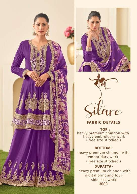 RADHA TRENDZ SITARE 3082 TO 3083 SERIES PURE CHINON EMBROIDERY DRESSES-00150