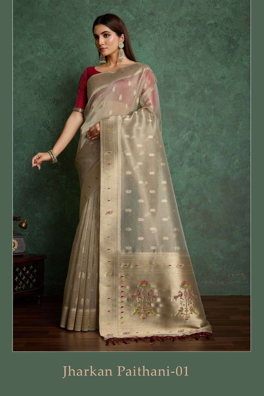 RAJTEX JARKAN PAITHANI PURE TISSUE PAITHANI SAREES-00137