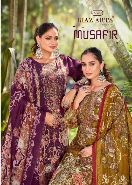 RIAZ ART MUSAFIR VOL-24 1001 TO 1006 SERIES PURE LAWN CEMRIC PRINTED PAKISTANI DRESSES-00201