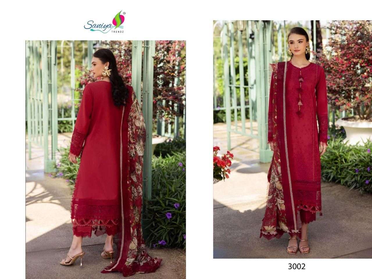 SANIYA TRENDZ OMBRE VOL-04 PURE COTTON EMBROIDERY PAKISTANI DRESSES-00071