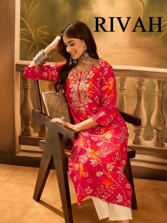 RIVAH BY ASLIWHOLESALE DESIGNER PURE RAYON AND COTTON FANCY KURTIS-00137