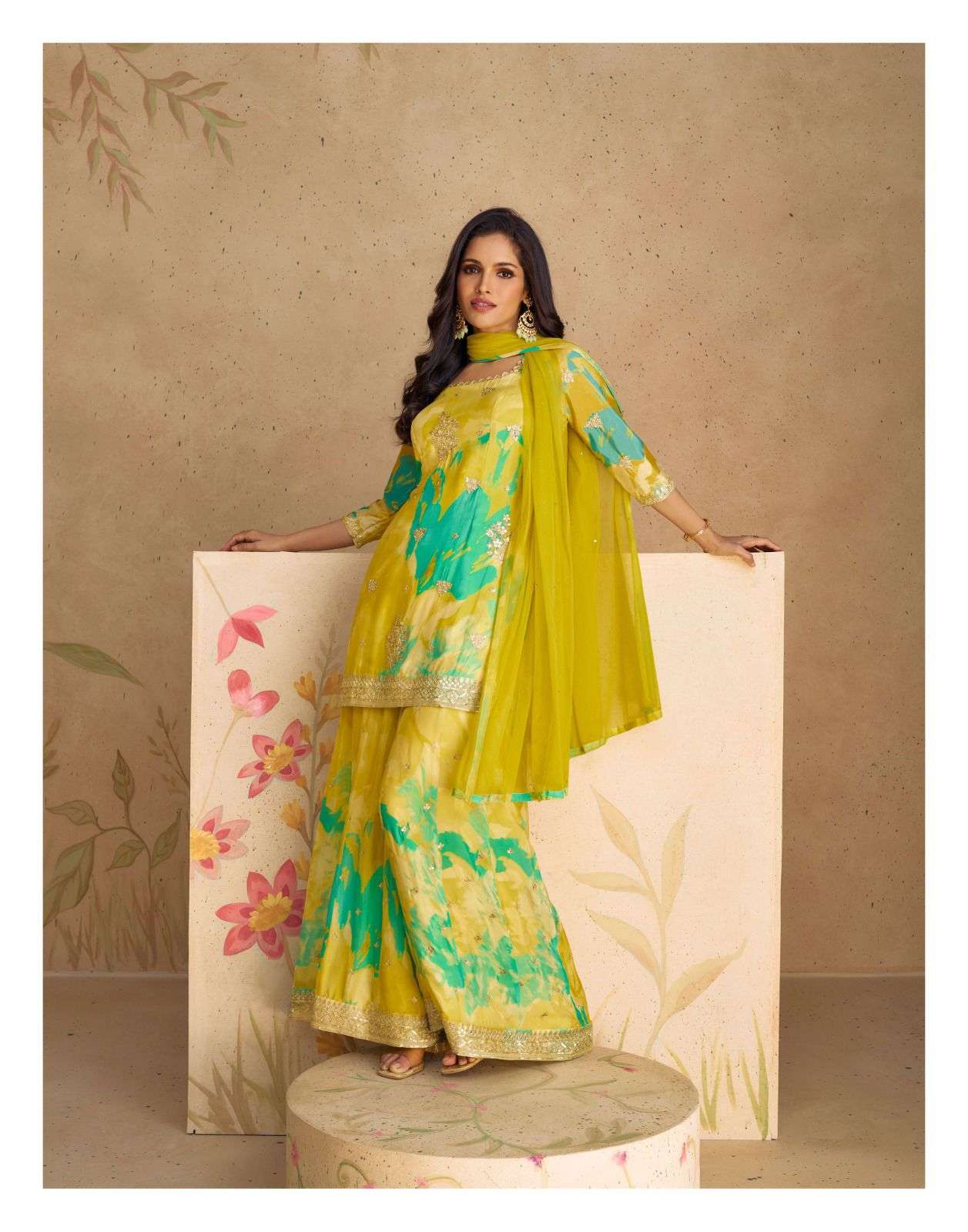 SAYURI SANGAM COLOURS PURE CHINON SILK PRINTED DRESSES-00028
