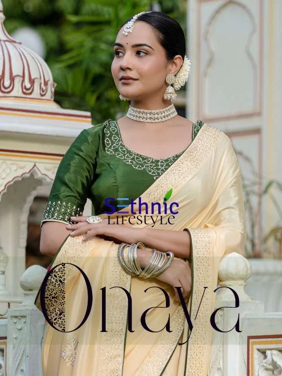 SETHNIC LIFESTYLE ONAYA 81001 TO 81002 SERIES PURE CHINON SAREES-00137